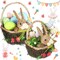 2 Pack Easter Basket Woven Easter Bunny Basket with Handle Wicker Easter Gift Basket Rabbit Eggs Candy Basket